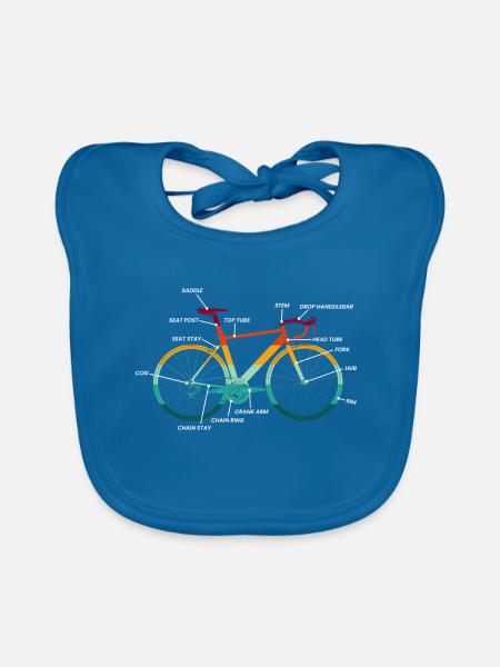 Fahrrad Teile Anatomie im Retro-Design - Baby Bio-Lätzchen - Pfauenblau