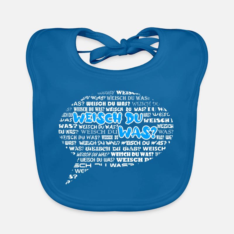 Weisch du was? Sprechblase Schweizerdeutsch blau Baby Bio-Lätzchen