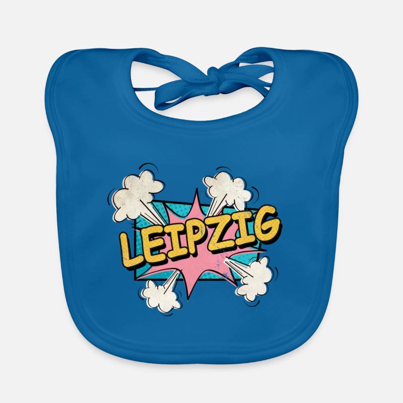 Leipzig Germany City Font Pop Art Comic Organic Baby Bibs