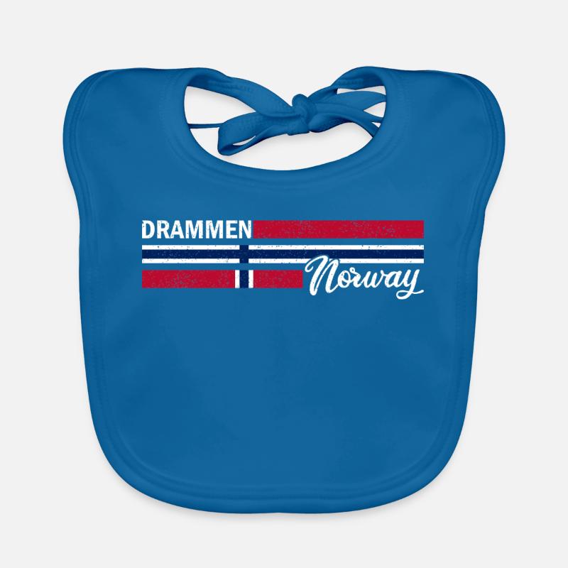 Drammen - Drapeau de la Norvège - Norvège - Drapeau norvégien Bavoir bio Bébé