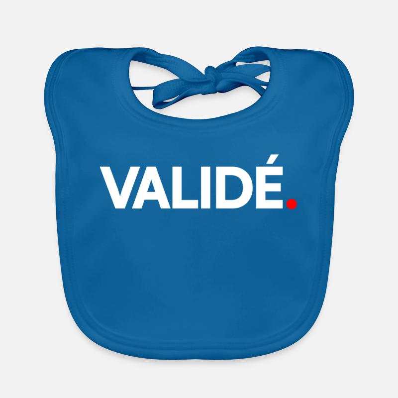 VALIDÉ | Expression humour minimaliste - Bavoir bio Bébé - bleu paon