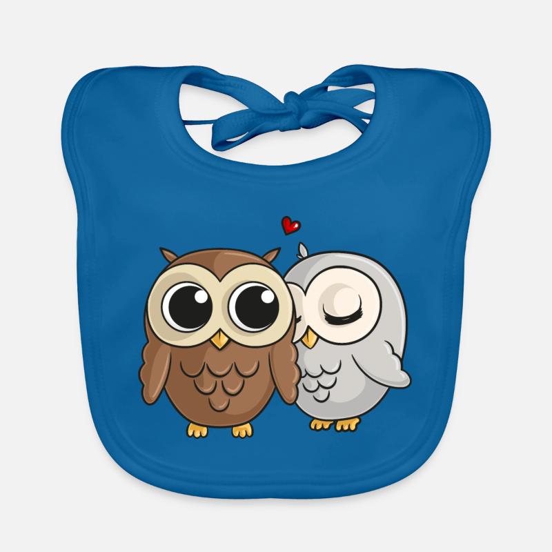 Verliebte Comic Eulen Baby Bio-Lätzchen