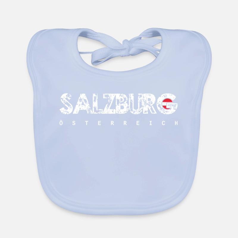 Salzburg Austria Distressed Text Organic Baby Bibs