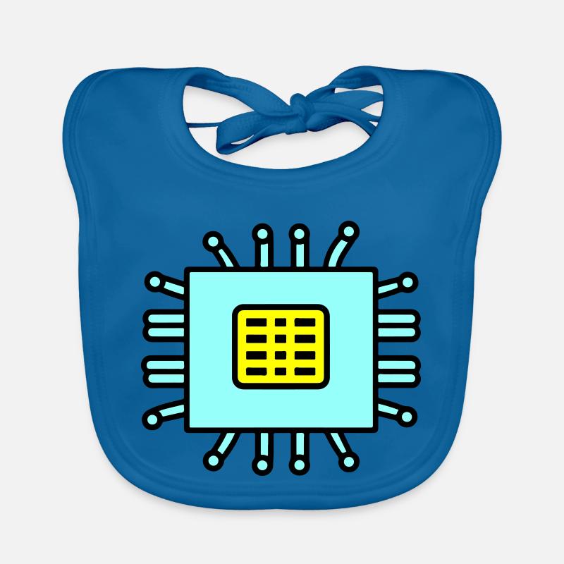 Digital Computer Chip Icon Organic Baby Bibs