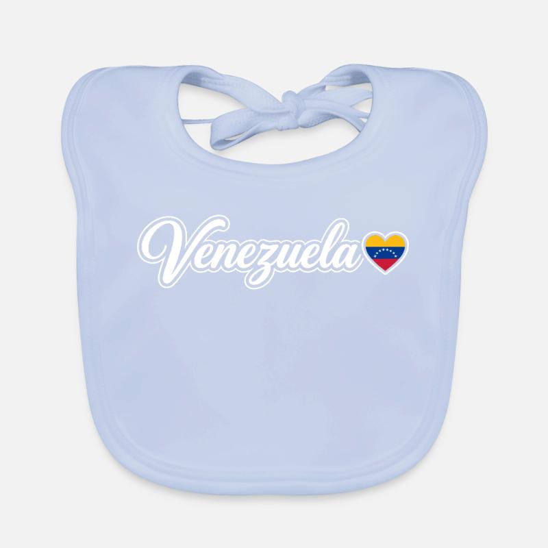 Venezuela Script with Flag Heart Love Organic Baby Bibs