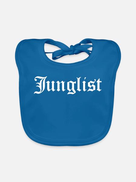 Junglist-Logo der gotischen Schrift - Baby Bio-Lätzchen - Pfauenblau - Vorne