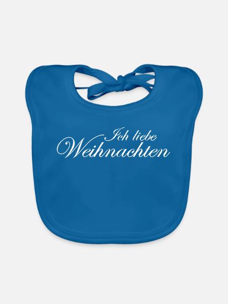 Ich liebe Weihnachten - Baby Bio-Lätzchen - Pfauenblau - Vorne