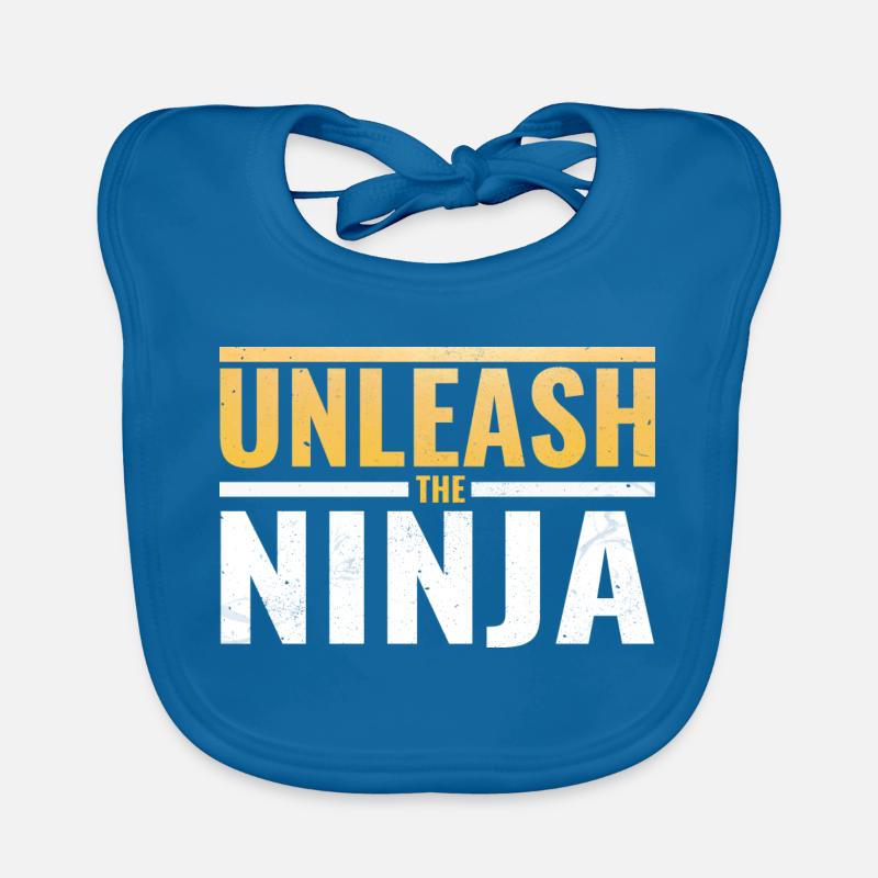 Ninja Warrior - Libérez le Ninja - Bavoir bio Bébé - bleu paon