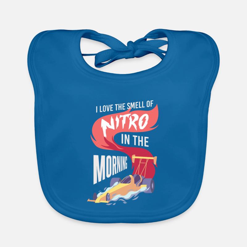 DRAG RACING J'adore l'odeur de Nitro le matin Bavoir bio Bébé
