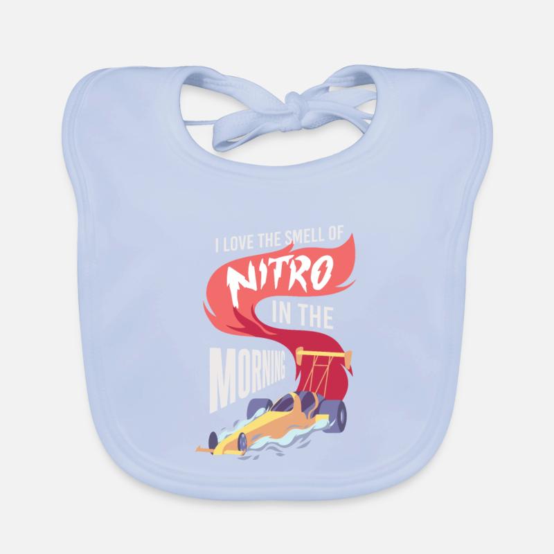 DRAG RACING J'adore l'odeur de Nitro le matin Bavoir bio Bébé