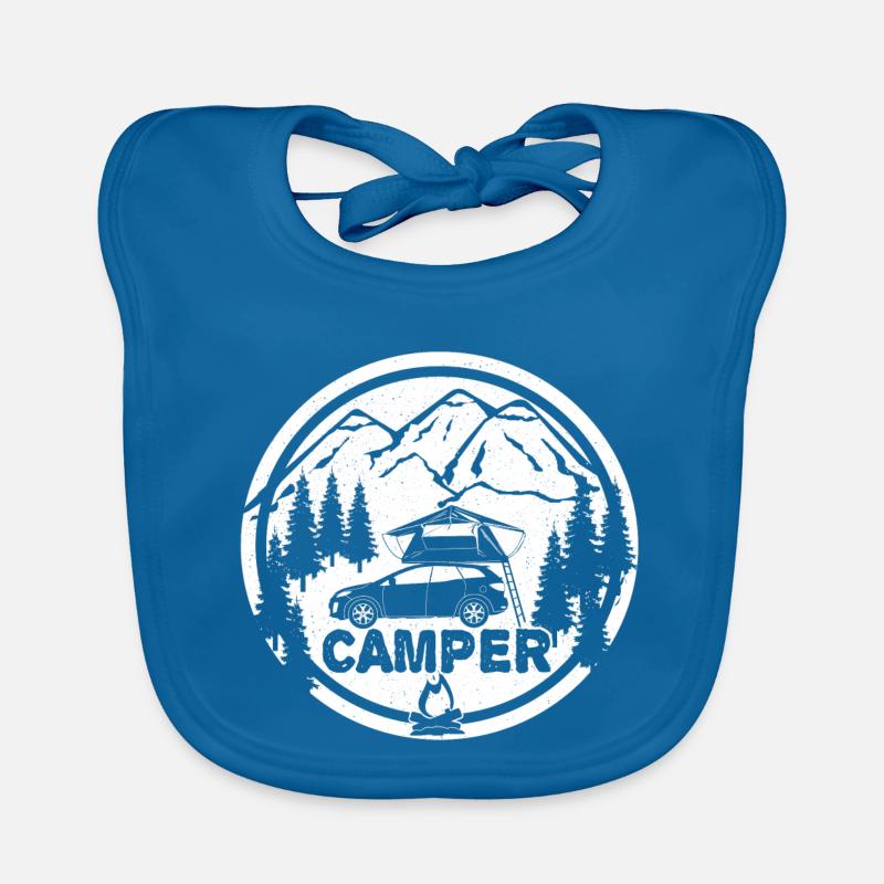 Dachzelt CAMPER - Camping Dachzelten GEschenk - Baby Bio-Lätzchen - Pfauenblau