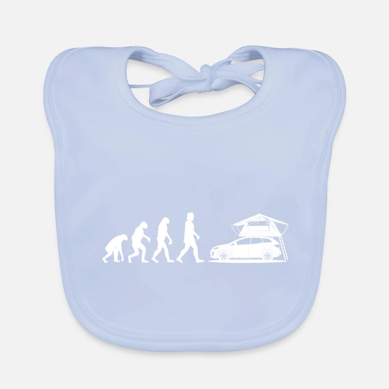 Evolution mit DACHZELT - Geschenk für Camper Baby Bio-Lätzchen