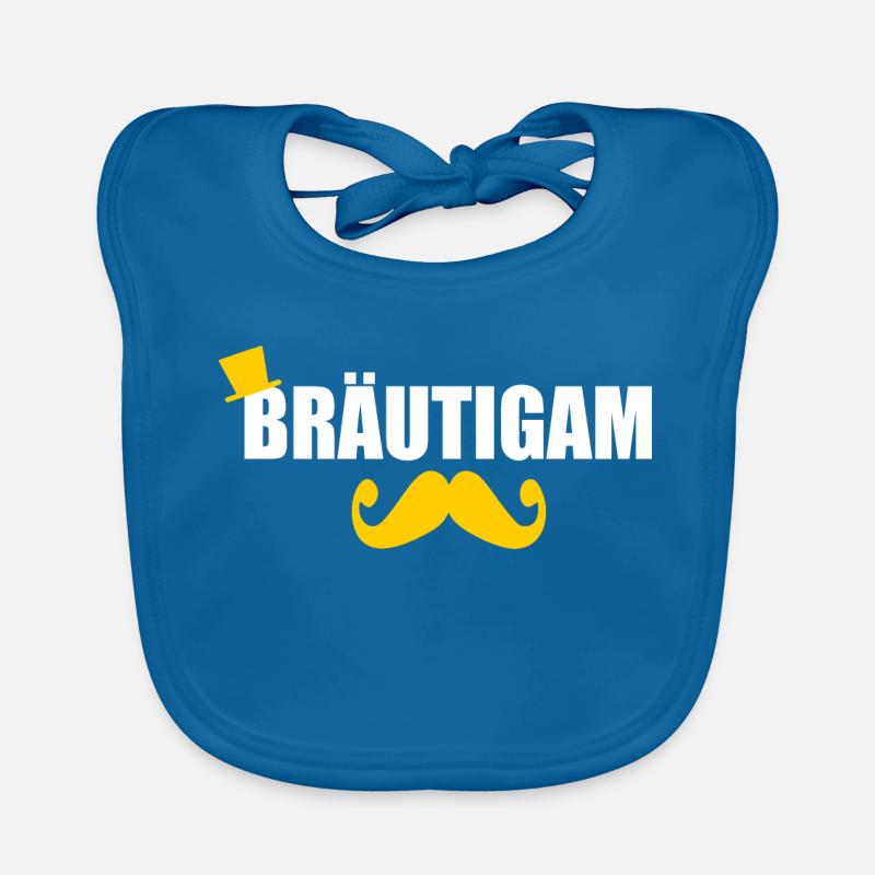 Bräutigam - Baby Bio-Lätzchen - Pfauenblau