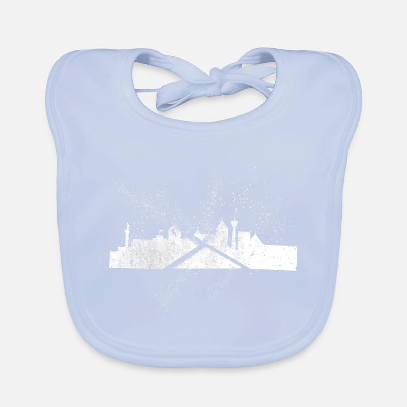 Stuttgart Germany City Skyline Grunge Splash Organic Baby Bibs