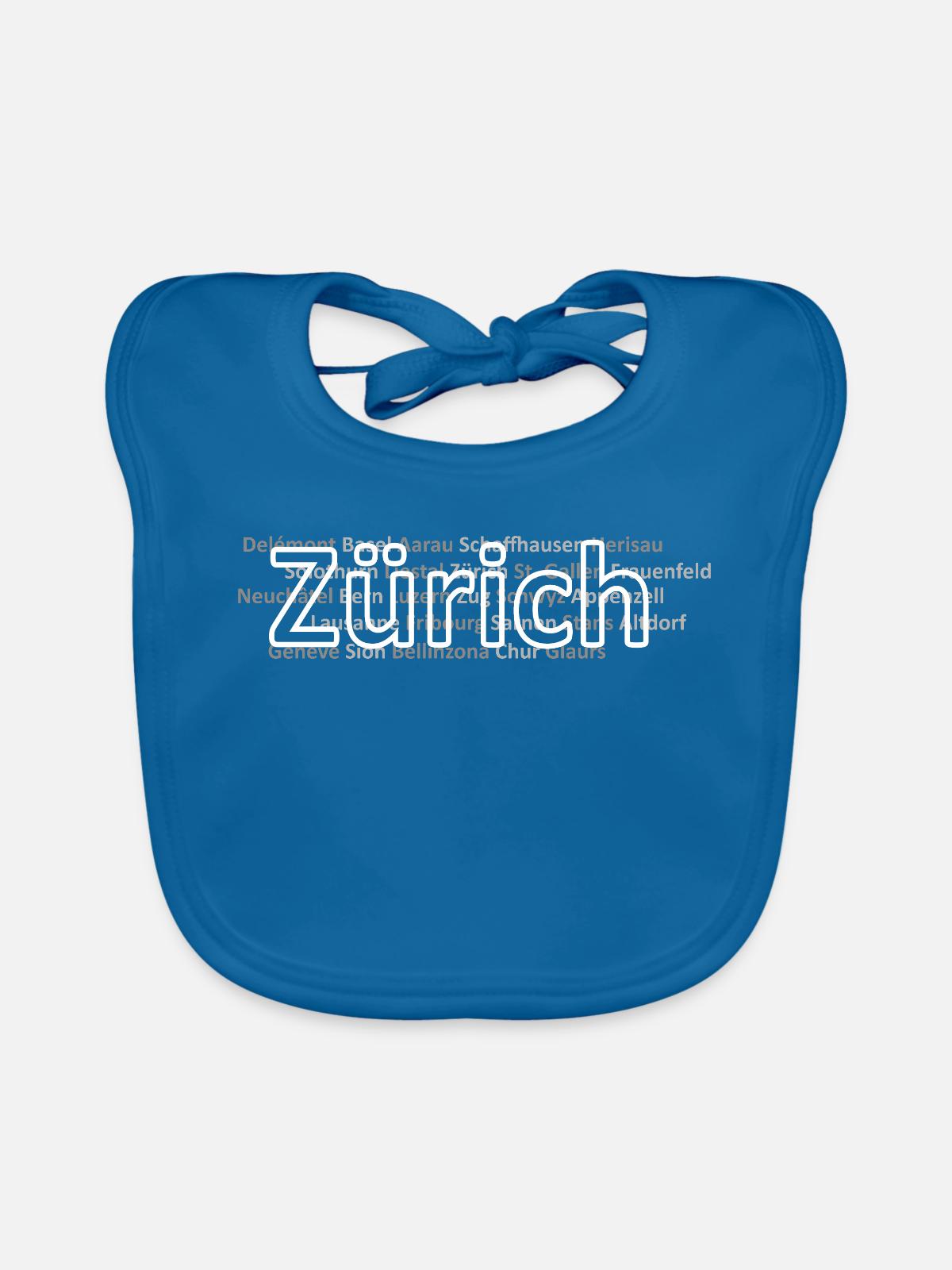 Schweizer Städte Zürich - Baby Bio-Lätzchen - Pfauenblau - Vorne