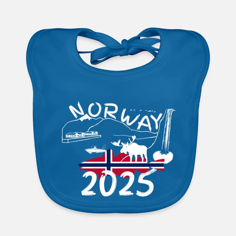 Norway 2025 Cod with mountains and moose fishing Organic Baby Bibs