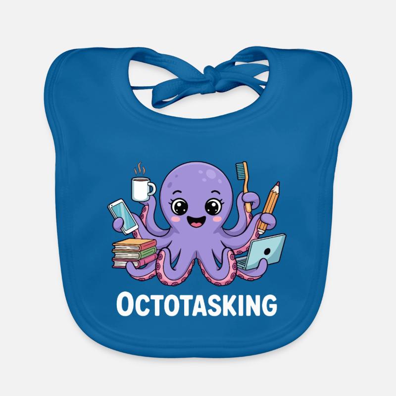 Octotasking Creature in Multitask Mode Organic Baby Bibs