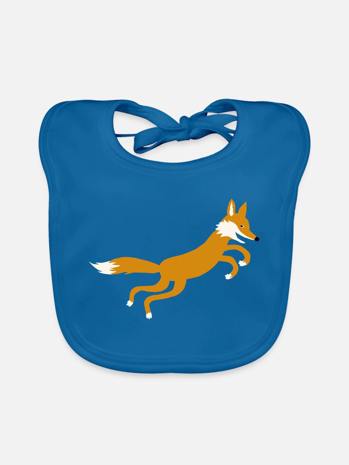 Fuchs springt - Baby Bio-Lätzchen - Pfauenblau - Vorne