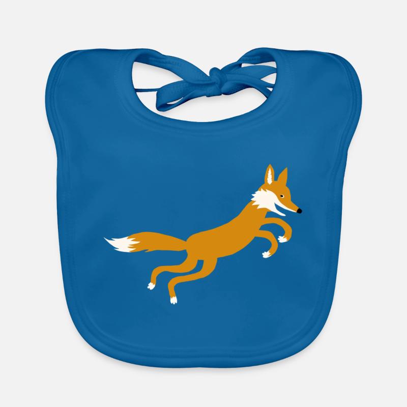 Fuchs springt - Baby Bio-Lätzchen - Pfauenblau