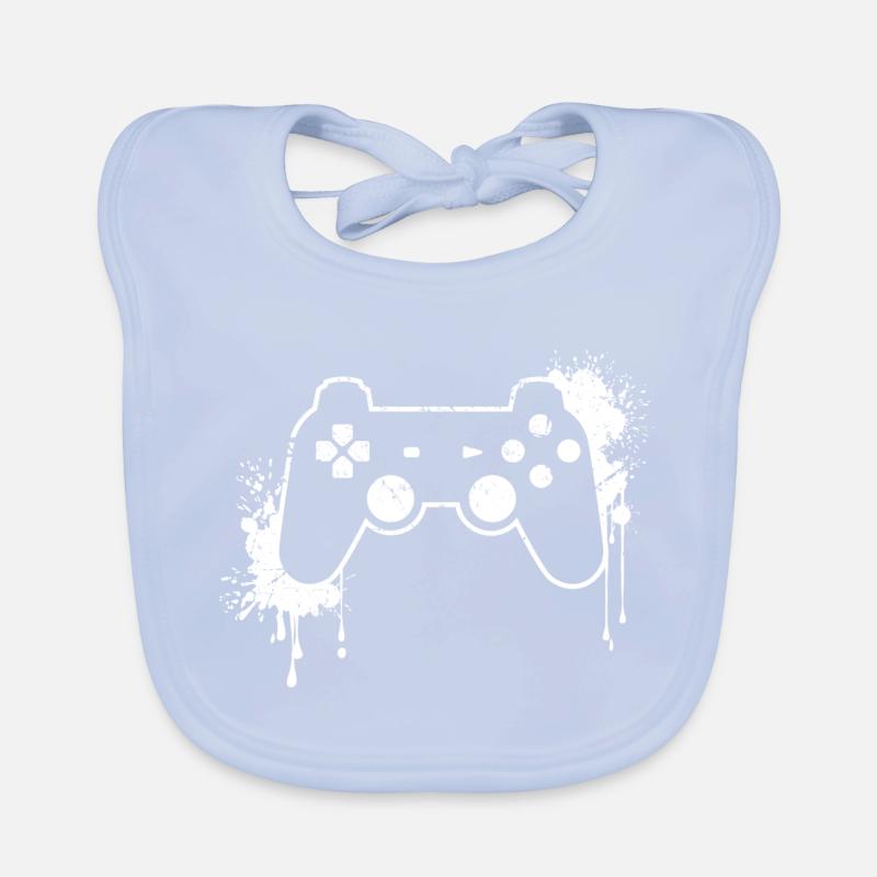 CONTROLLER RETRO in white Organic Baby Bibs