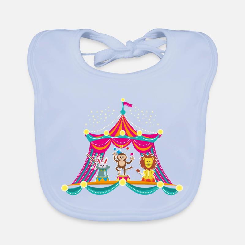 Circus - Monkey Circus - Circus Animals Hare Lion Organic Baby Bibs