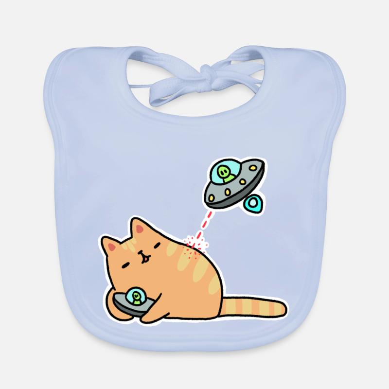Katze mit UFOs Baby Bio-Lätzchen