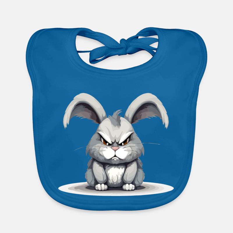 Zaar le lapin en colère - Bavoir bio Bébé - bleu paon
