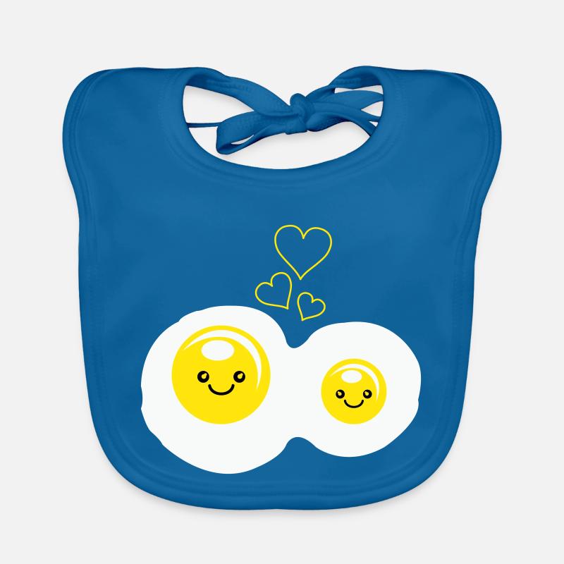 Amour des œufs au plat - Bavoir bio Bébé - bleu paon