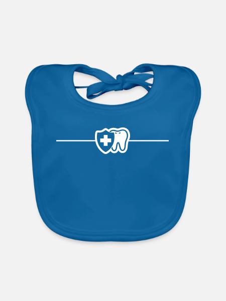 Zahn Schutzschild Linie Zahnarzt - Baby Bio-Lätzchen - Pfauenblau