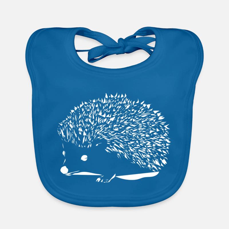 Hérisson blanc - Bavoir bio Bébé - bleu paon