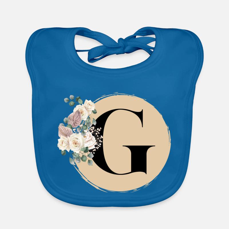 lettre G - Bavoir bio Bébé - bleu paon