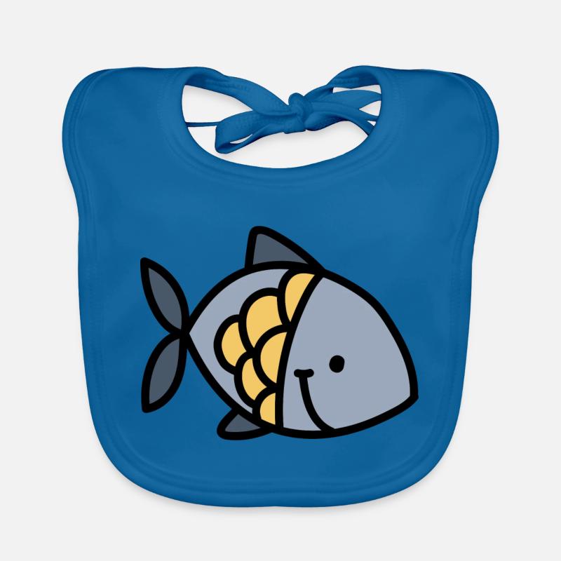 poisson - Bavoir bio Bébé - bleu paon