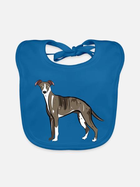 Whippet Dog - Organic Baby Bibs - peacock-blue - Front