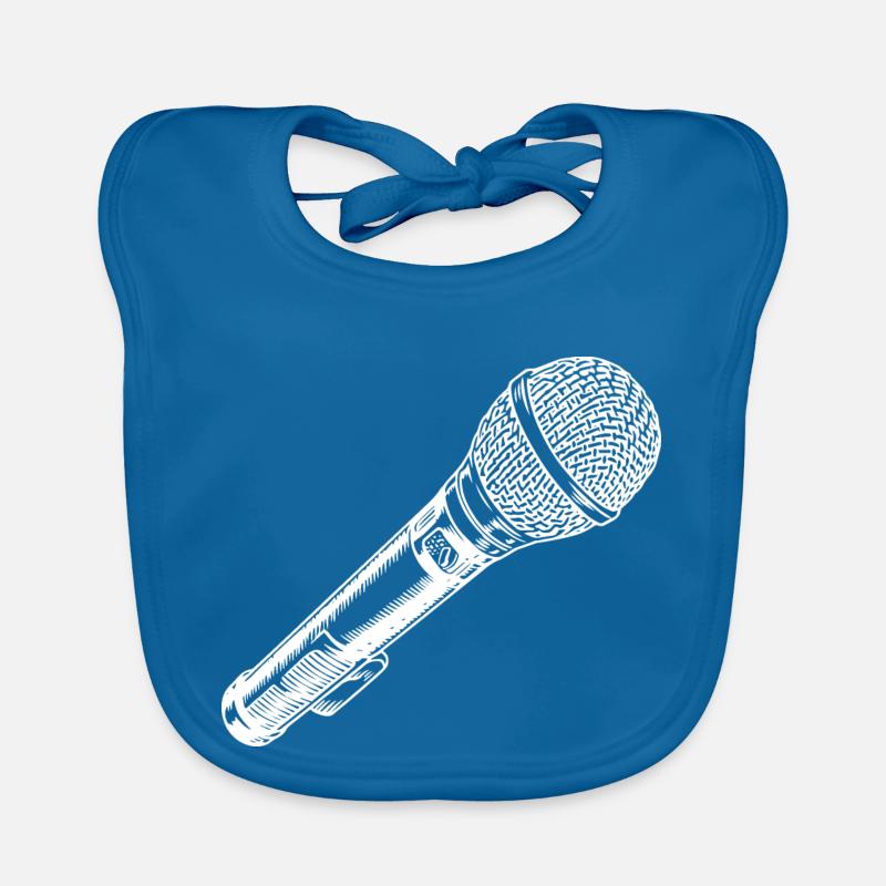 Microphone Hand Drawn Organic Baby Bibs
