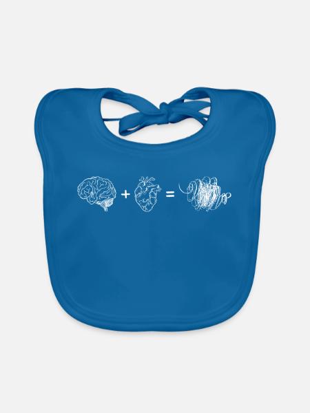 Brain Heart Fusion - Organic Baby Bibs - peacock-blue - Front