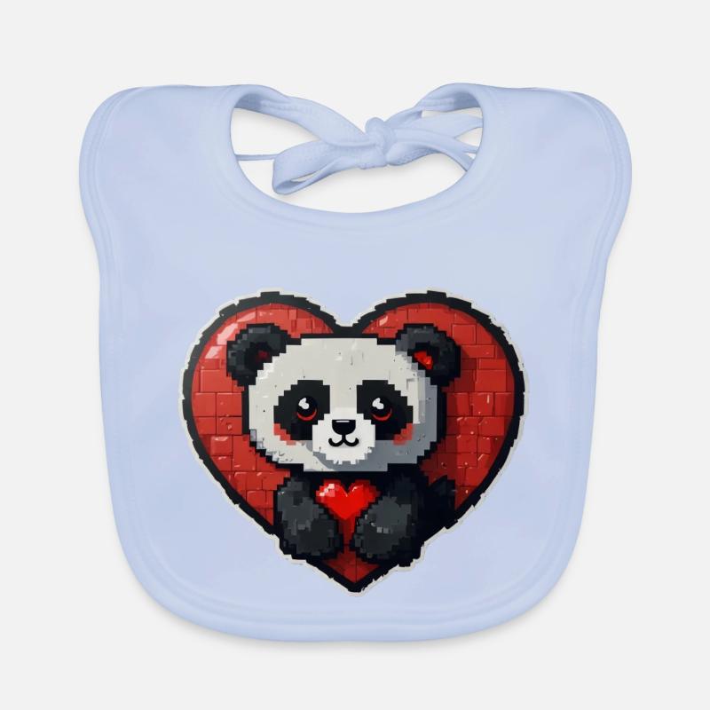Pixel-Panda mit großem Herz Baby Bio-Lätzchen