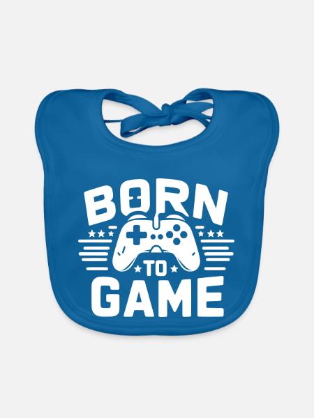 Born to Game - Organic Baby Bibs - peacock-blue - Front