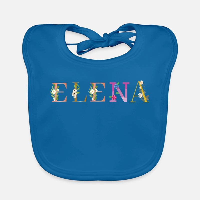 Le nom d’ELENA est décoré de fleurs Bavoir bio Bébé