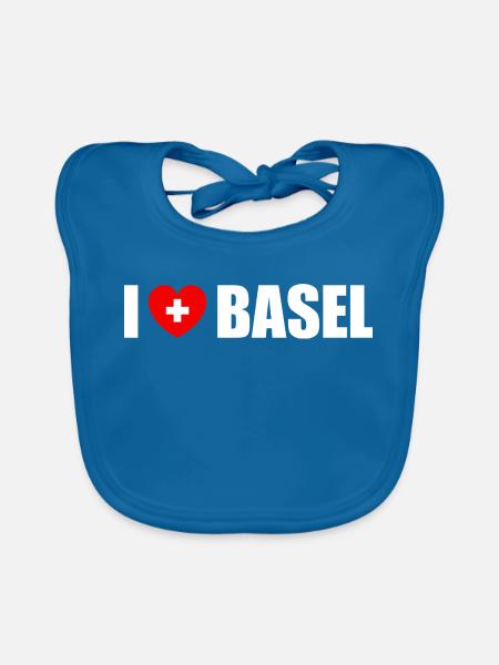 I love Basel Schweiz - Baby Bio-Lätzchen - Pfauenblau