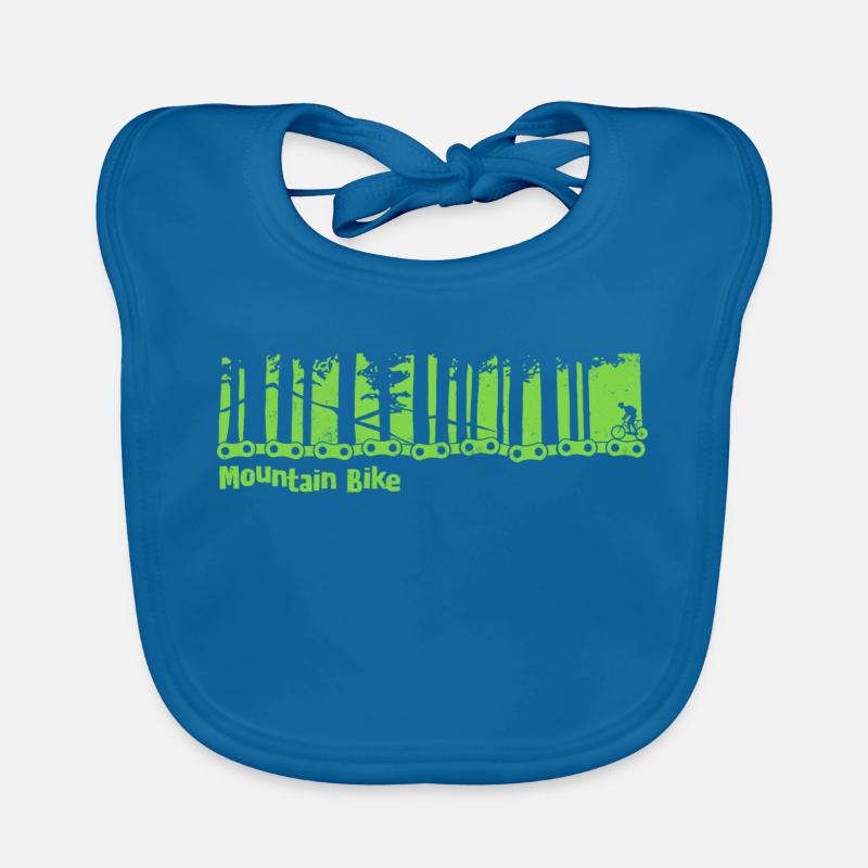 VTT - roue de bicyclette - Bavoir bio Bébé - bleu paon
