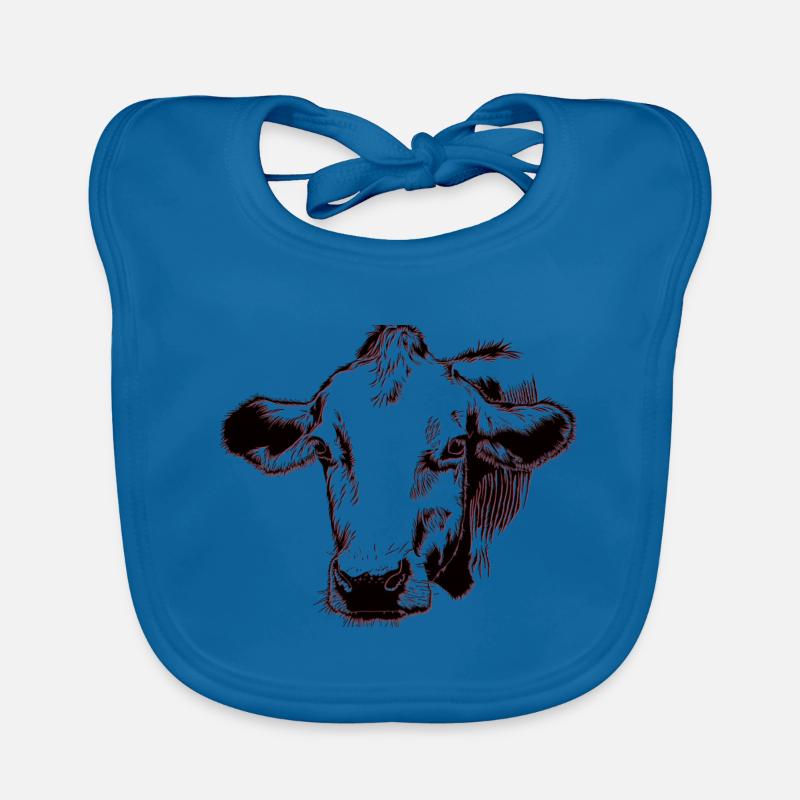 Vache - Bavoir bio Bébé - bleu paon