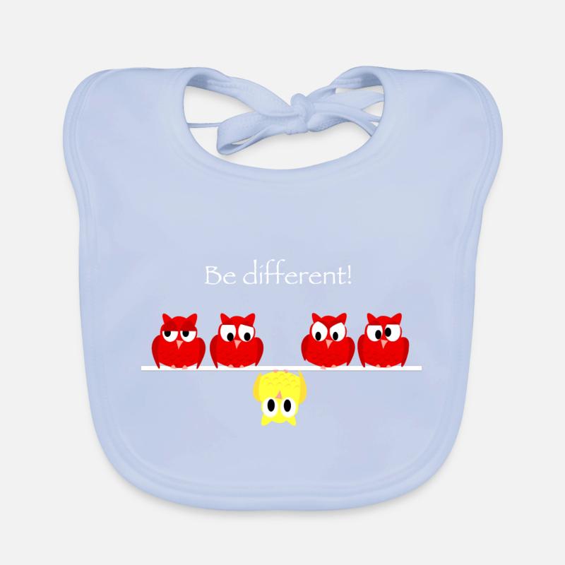 Be different - think different mit kleinen Eulen Baby Bio-Lätzchen