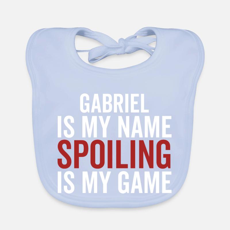 Gabriel est mon nom Spoiling est mon jeu Bavoir bio Bébé