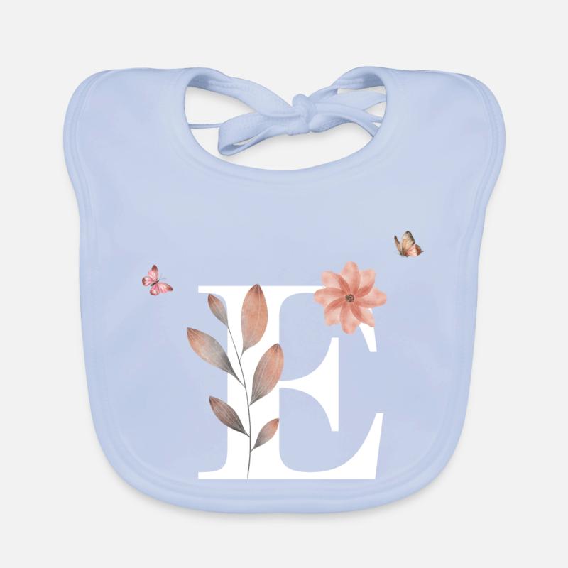 Lettre e fleurs sauvages aquarelles Bavoir bio Bébé