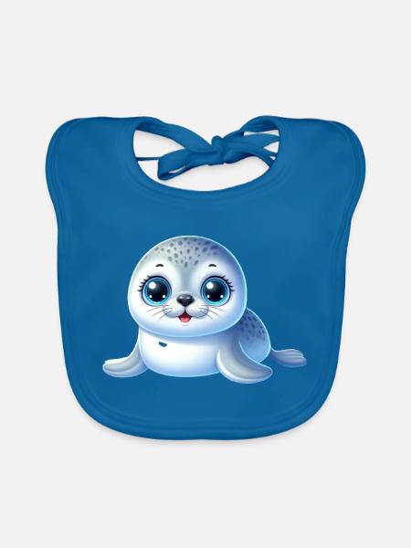 Robbe - Baby Bio-Lätzchen - Pfauenblau - Vorne