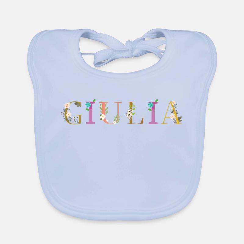 Le nom de GIULIA décoré de fleurs Bavoir bio Bébé