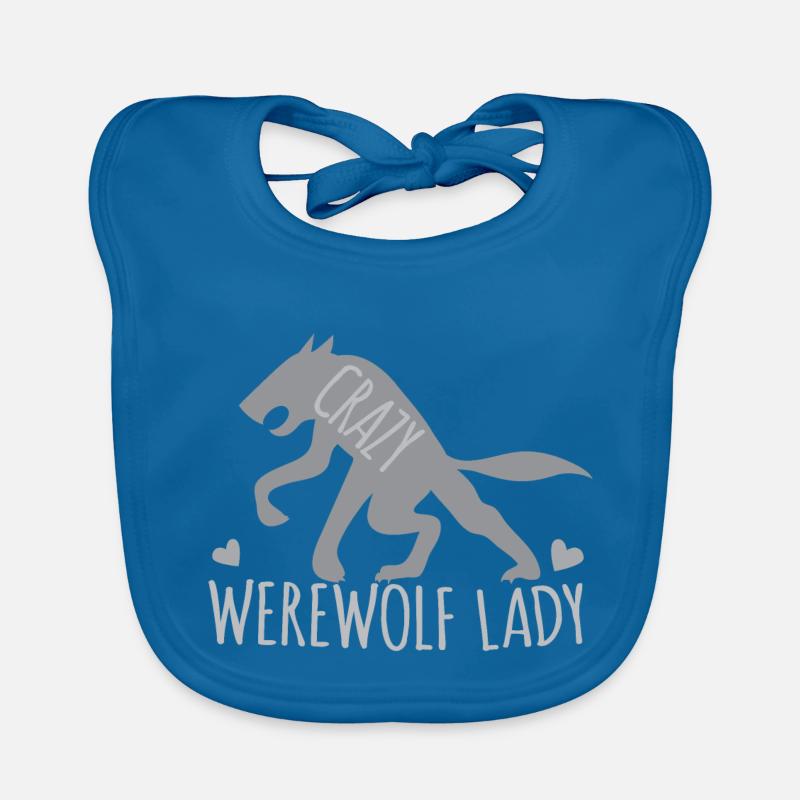 Verrückte Werwolfdame mit grauem gehendem Wolf Baby Bio-Lätzchen