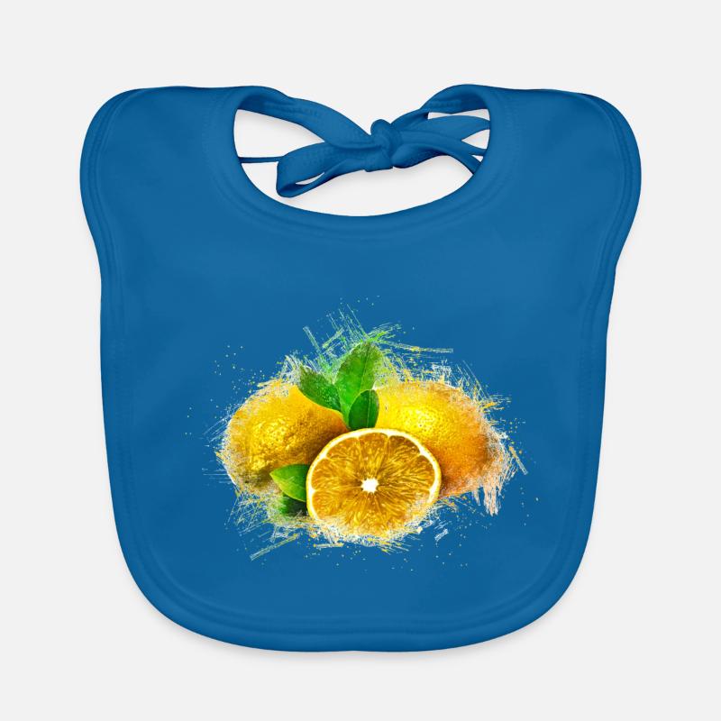 citron - Bavoir bio Bébé - bleu paon