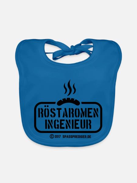 Grillsprüche-Design Röstaromeningenieur - Baby Bio-Lätzchen - Pfauenblau - Vorne