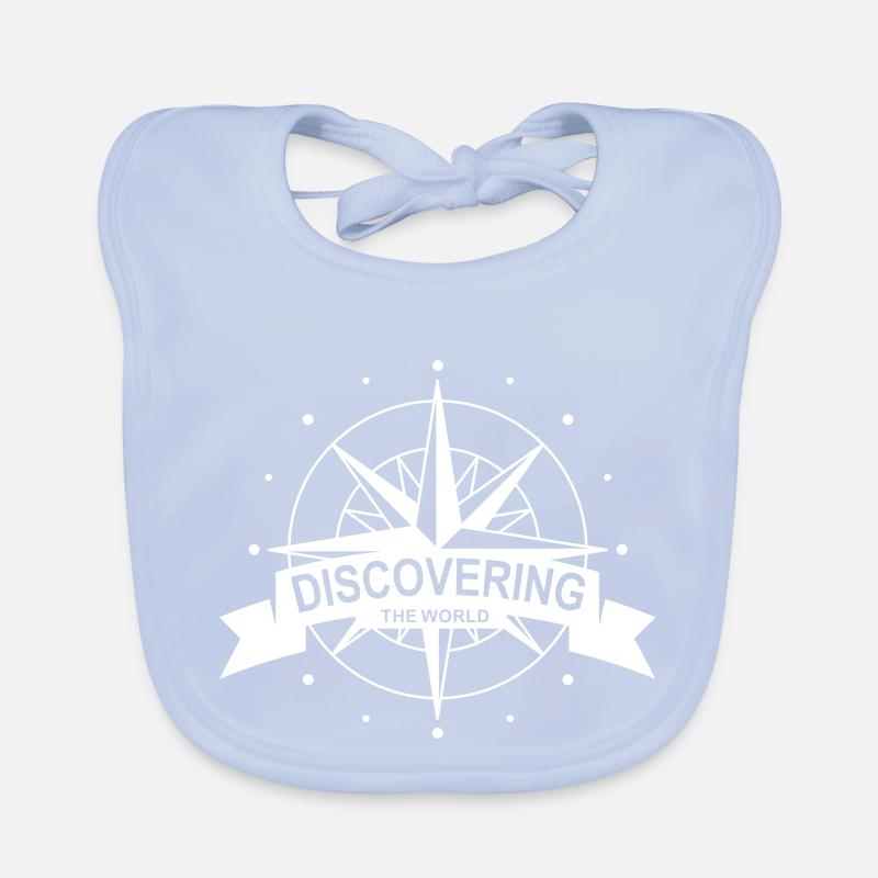 Logo in white: discovering the world Organic Baby Bibs